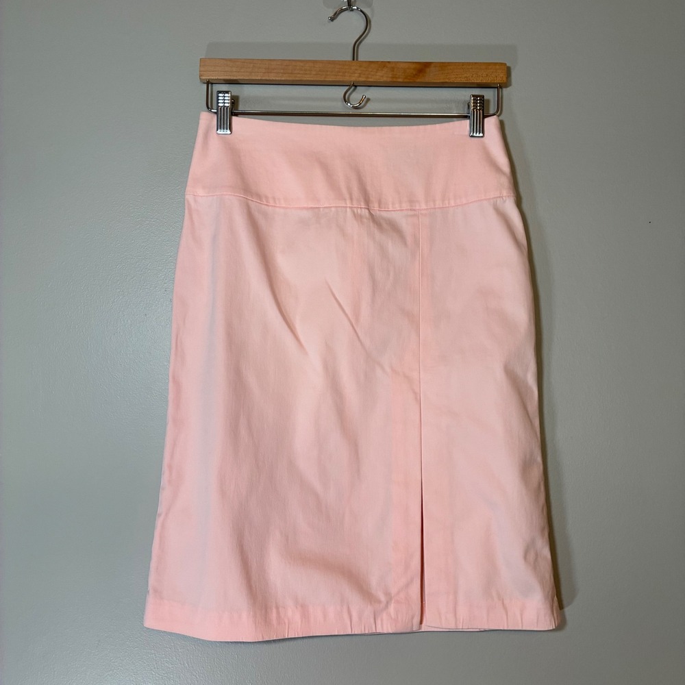 Banana Republic Pink Cotton Blend Pencil Skirt Front Slit Size 0